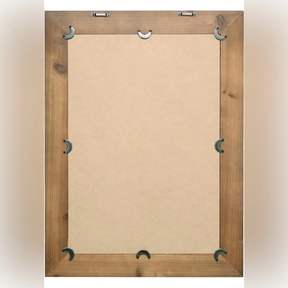New Pottery Barn Large Boho Rustic Rectangular Wood Frame Wall Mirror 24